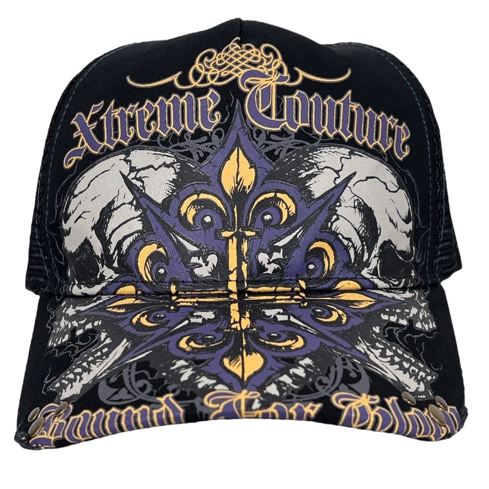 Xtreme Couture By Affliction Men's Trucker Hat BC Style Skull Biker Tattoos